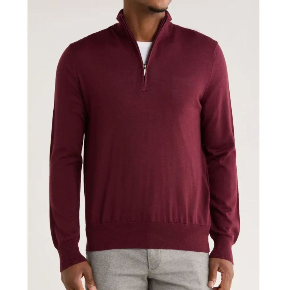 Brooks Brother Merino Wool Quarter Zip Sweater L NWT